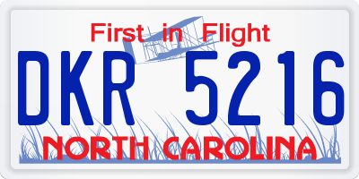 NC license plate DKR5216