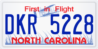 NC license plate DKR5228