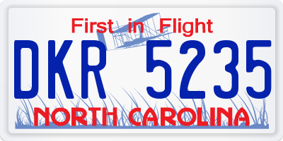 NC license plate DKR5235