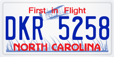 NC license plate DKR5258