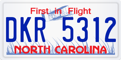 NC license plate DKR5312