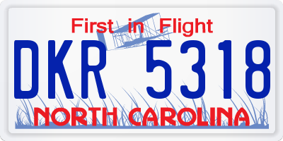 NC license plate DKR5318