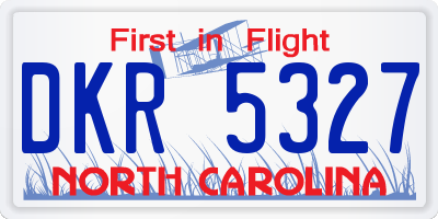 NC license plate DKR5327