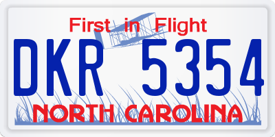 NC license plate DKR5354