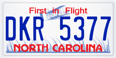 NC license plate DKR5377