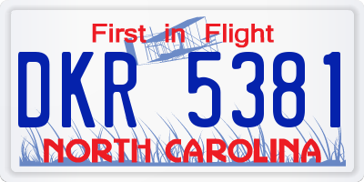 NC license plate DKR5381
