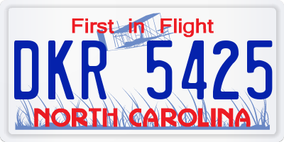 NC license plate DKR5425