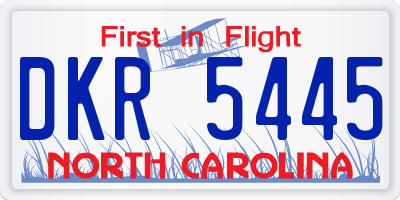 NC license plate DKR5445