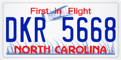 NC license plate DKR5668