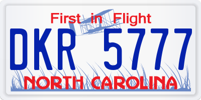 NC license plate DKR5777
