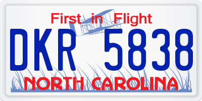NC license plate DKR5838