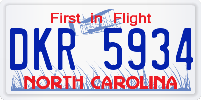 NC license plate DKR5934