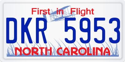NC license plate DKR5953