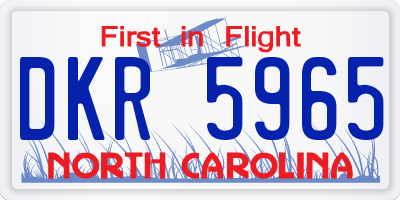 NC license plate DKR5965