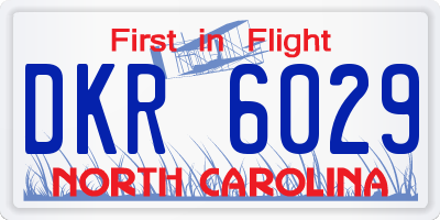 NC license plate DKR6029