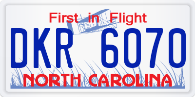 NC license plate DKR6070