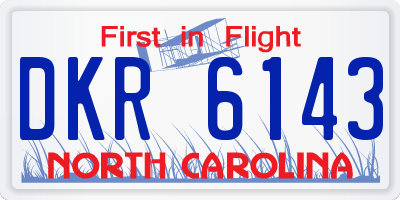 NC license plate DKR6143