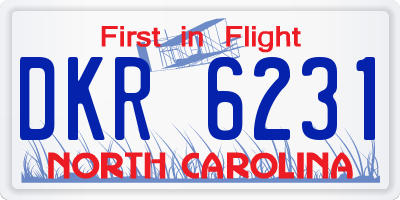 NC license plate DKR6231
