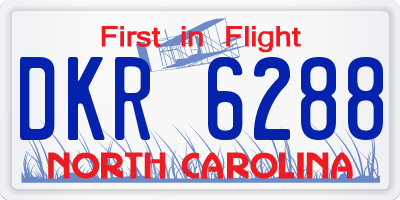 NC license plate DKR6288