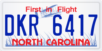 NC license plate DKR6417