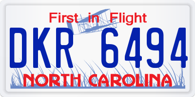 NC license plate DKR6494
