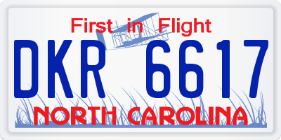 NC license plate DKR6617