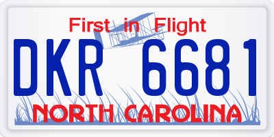 NC license plate DKR6681