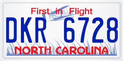 NC license plate DKR6728