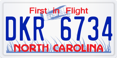 NC license plate DKR6734