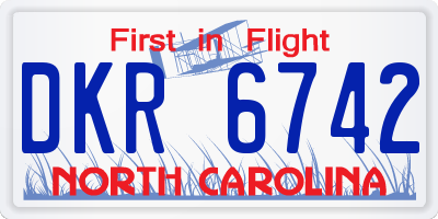 NC license plate DKR6742