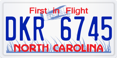 NC license plate DKR6745