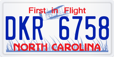 NC license plate DKR6758