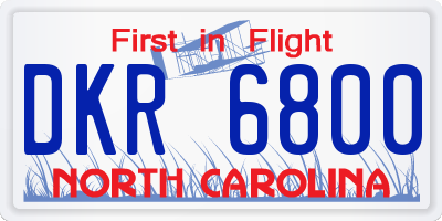 NC license plate DKR6800