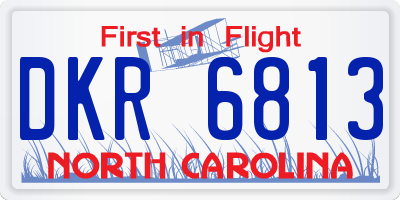 NC license plate DKR6813