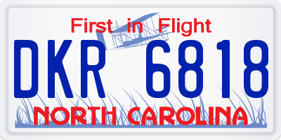 NC license plate DKR6818
