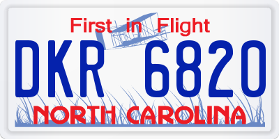 NC license plate DKR6820