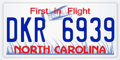 NC license plate DKR6939