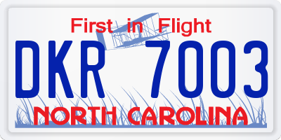 NC license plate DKR7003