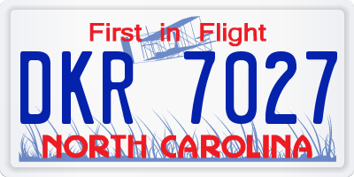 NC license plate DKR7027