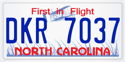 NC license plate DKR7037