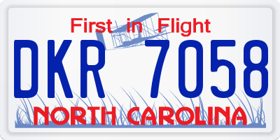 NC license plate DKR7058