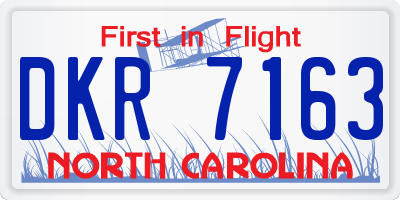 NC license plate DKR7163