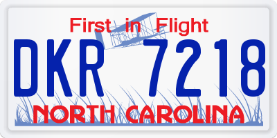 NC license plate DKR7218