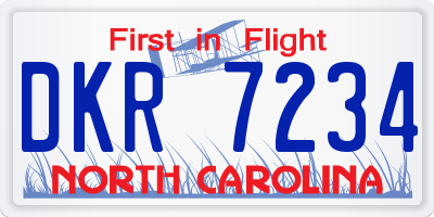 NC license plate DKR7234