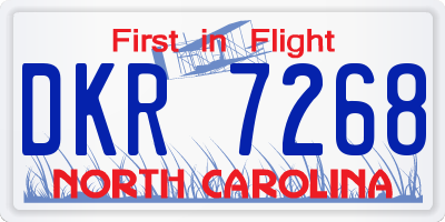 NC license plate DKR7268