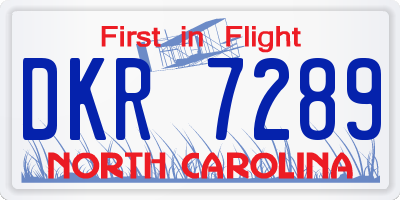 NC license plate DKR7289