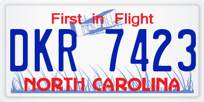 NC license plate DKR7423
