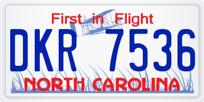 NC license plate DKR7536
