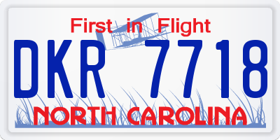 NC license plate DKR7718