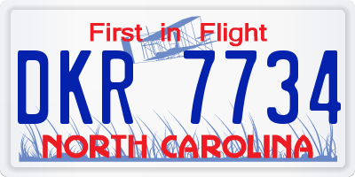 NC license plate DKR7734
